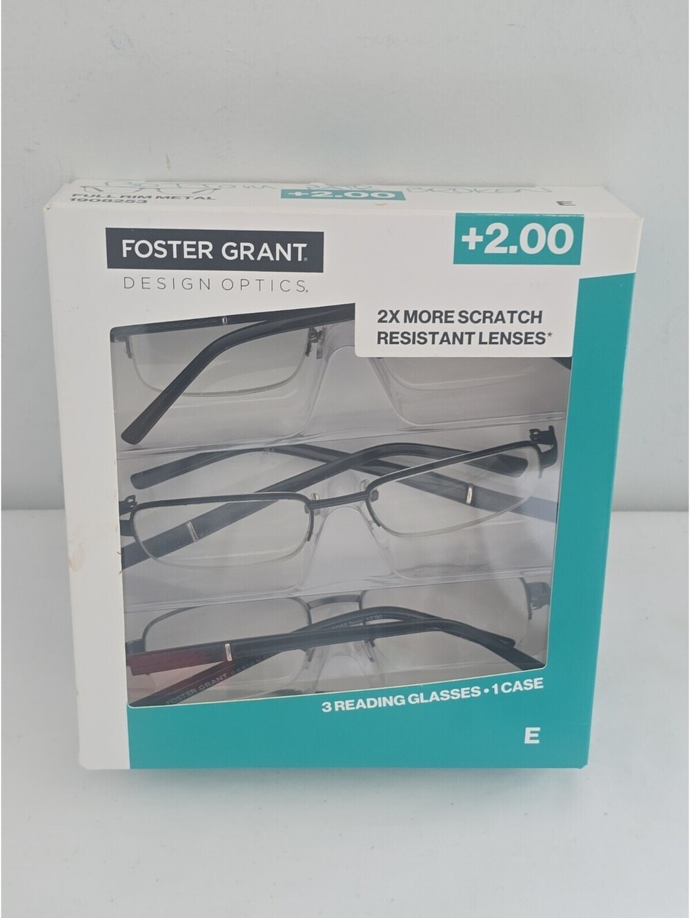 Foster Grant Design Optics +2.00 Scratch-Resistant Readers 3 Pack Case Black